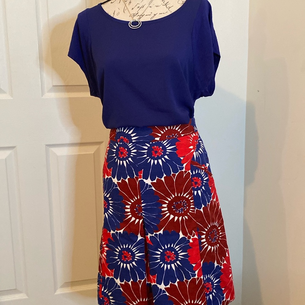 Boden A-line skirt Bold Colorful Flower Power Print - size 10